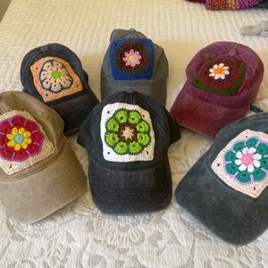 Handmade Colorful Crochet Patch Baseball Cap